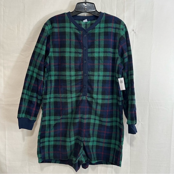 Old Navy Women’s Holiday Flannel Pajama Romper Matching Family Plaid Med - Picture 1 of 7